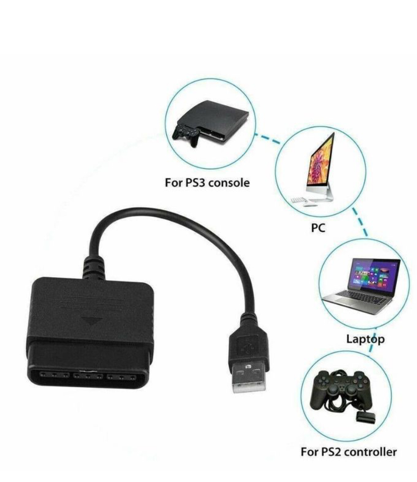 PS2 to PS3/PC Converter for Game Controllers - Black