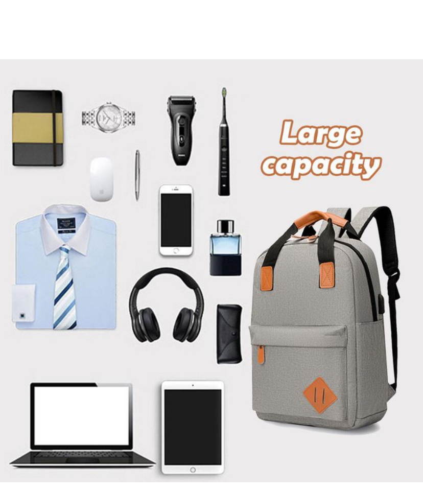 Stylish 3 In 1 Multi Functional USB School Backpack, Laptop bag (Grey)