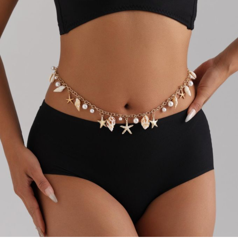 Aprillan Women Waist Chain Beach Bikini Body Chain Starfish Shell Pendant
