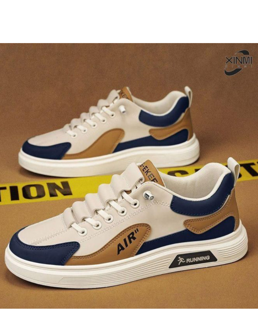 New Men's Casual Sneakers Trendy/Comfortable/Breathable Men's Board Shoes - White/Brown