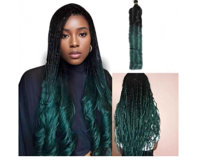 4Pcs Spiral Braids Hair Extension for Braiding- Green