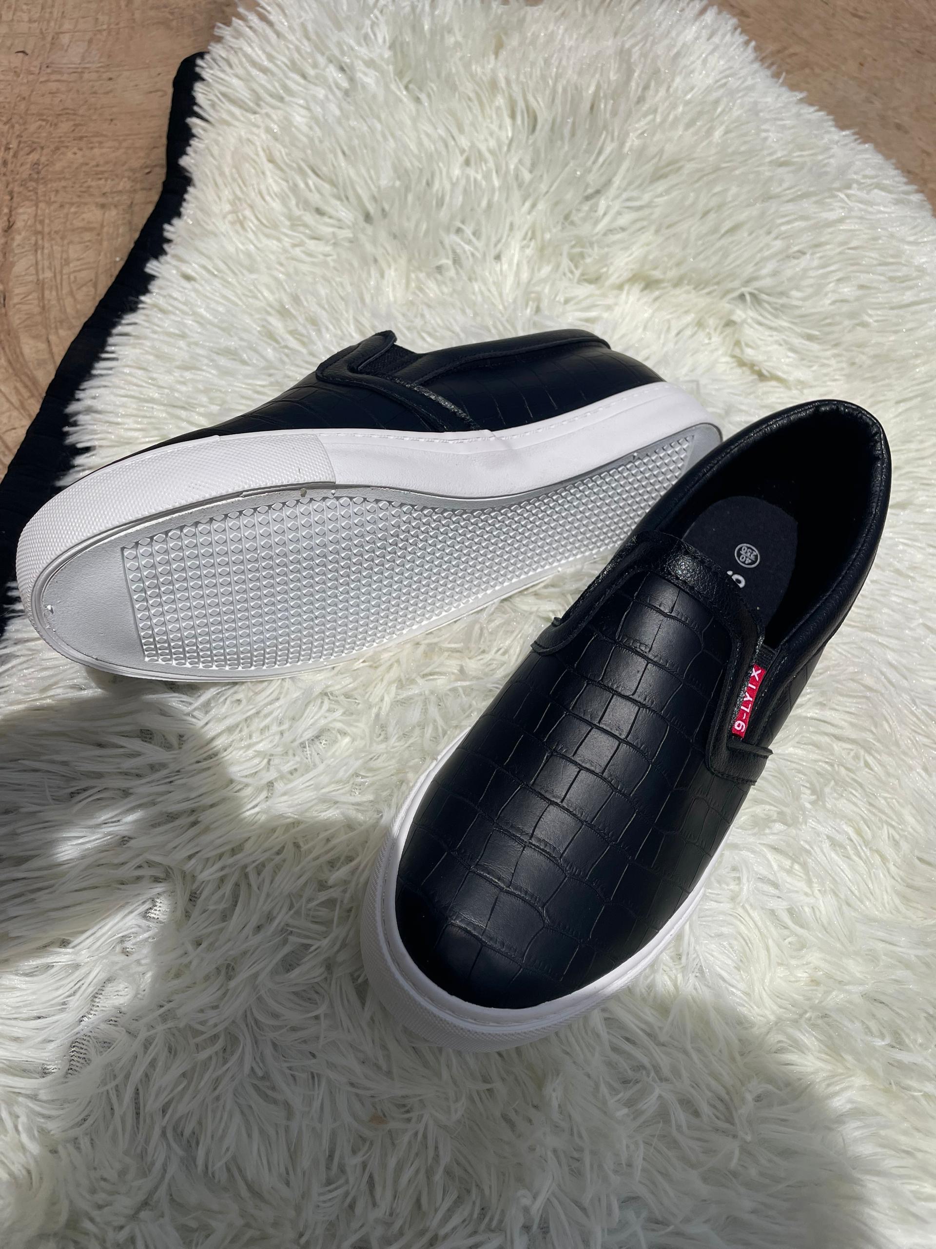S-LYTX Croc-Embossed Leather Slip-On Sneakers