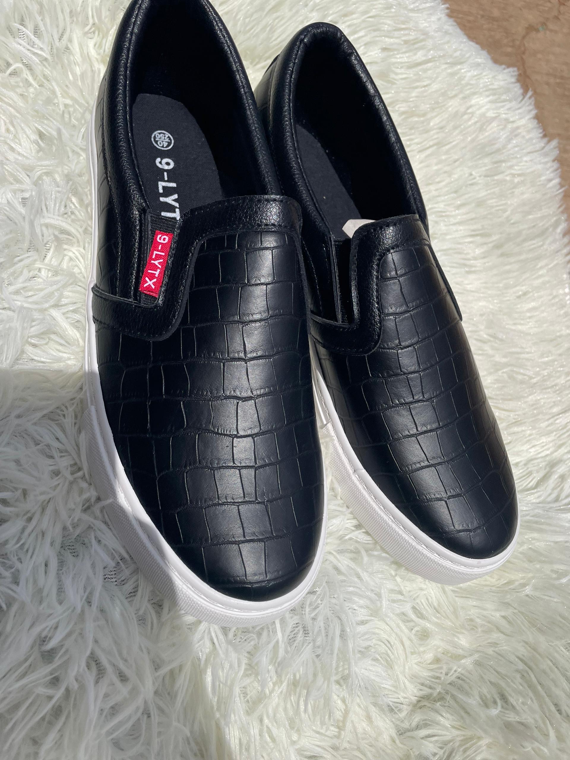 S-LYTX Croc-Embossed Leather Slip-On Sneakers